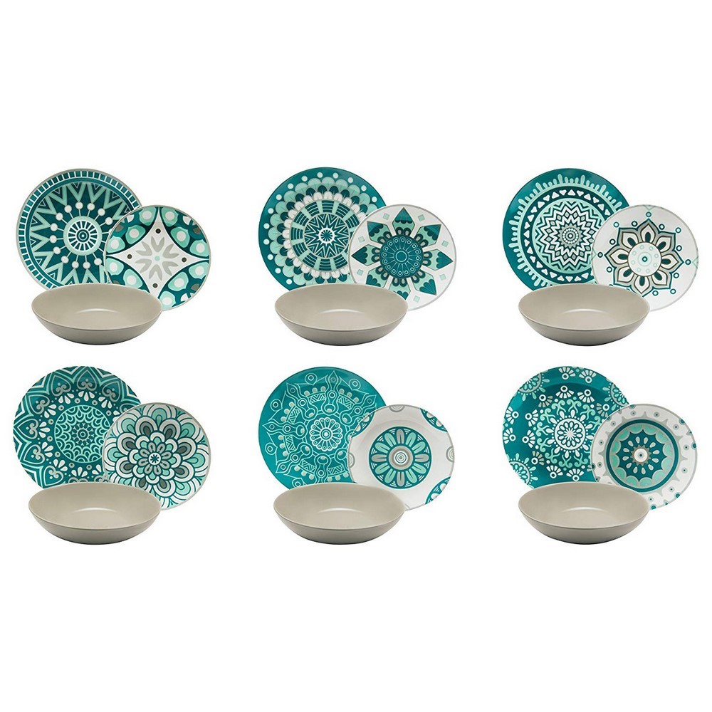 Blue Mandala Table Set, Porcelain, Multicolored, 18 Units Excelsa